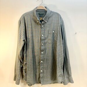 Orvis Classic Fit XL Country Twill Plaid Long Sleeve Button Shirt Forest Green